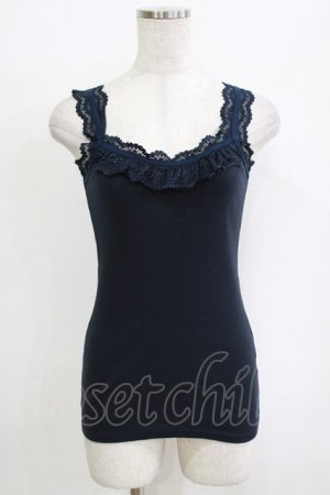画像: Ozz oneste / レース付リブキャミソール  ネイビー H-26-01-06-067-OO-TO-KB-ZH