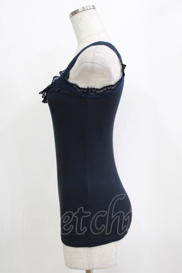 画像2: Ozz oneste / レース付リブキャミソール  ネイビー H-26-01-06-067-OO-TO-KB-ZT0108H (2)
