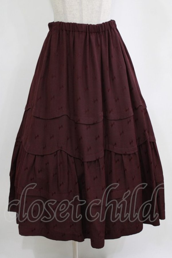 画像1: Jane Marple Dans Le Salon / Ribbon jacquardダンドールスカート  ボルドー H-26-01-06-007-JM-SK-KB-ZH (1)