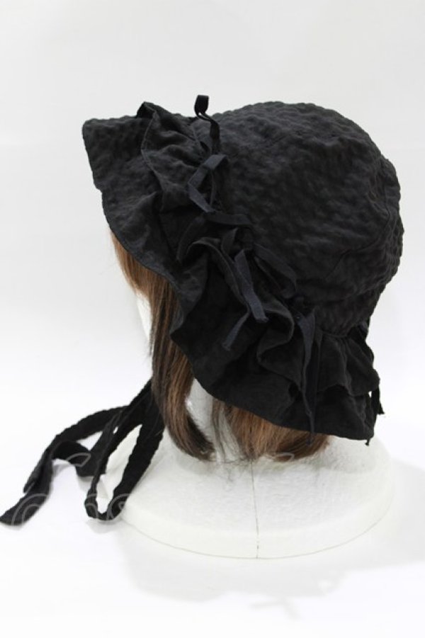 画像2: merry jenny / ribbonフリルハット  ブラック H-26-01-06-073-LO-AC-KB-ZH (2)