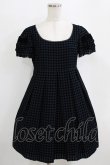 画像1: Emily Temple cute / フロッキーチェックフリルスリーブワンピース  ネイビー H-26-01-06-013-ET-OP-KB-ZH (1)