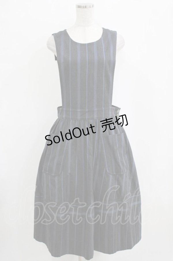 画像1: Jane Marple / Regatta Stripeマナードレス  チャコールグレー H-26-01-06-015-JM-OP-KB-ZH (1)