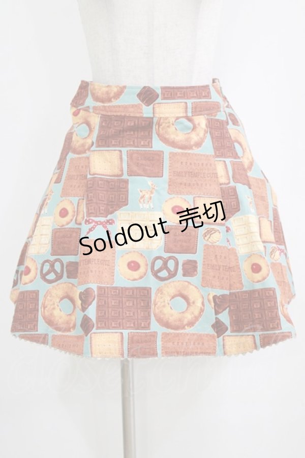 画像1: Emily Temple cute / ビスケット＆チョコスカート  サックス H-26-01-06-018-ET-SK-KB-ZH (1)