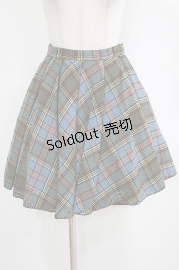 画像1: Emily Temple cute / ウールタータンスカート  ブルー H-26-01-06-021-ET-SK-KB-ZH (1)