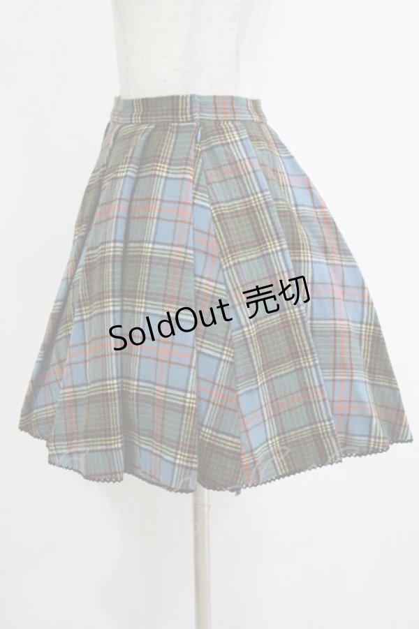画像2: Emily Temple cute / ウールタータンスカート  ブルー H-26-01-06-021-ET-SK-KB-ZH (2)