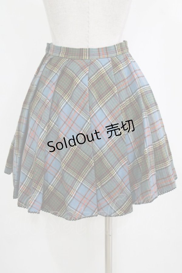 画像3: Emily Temple cute / ウールタータンスカート  ブルー H-26-01-06-021-ET-SK-KB-ZH (3)