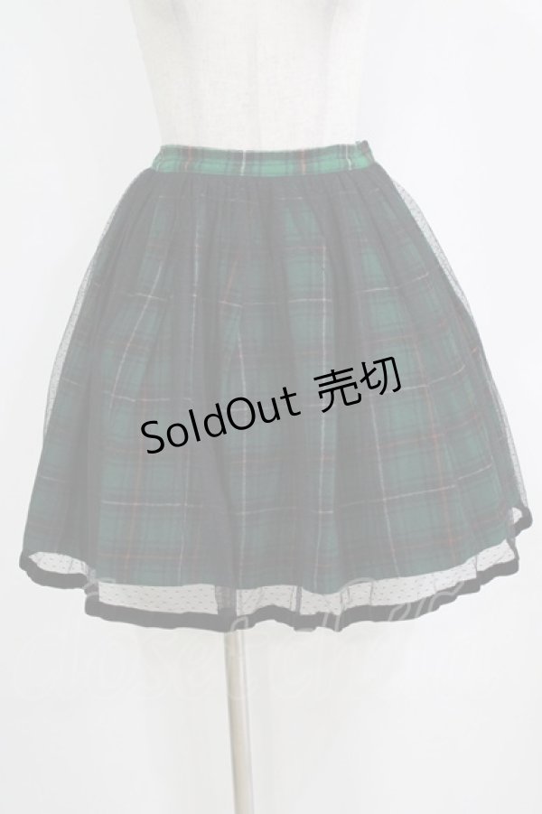 画像1: Emily Temple cute / チュールタータンスカート  グリーン H-26-01-06-022-ET-SK-KB-ZH (1)