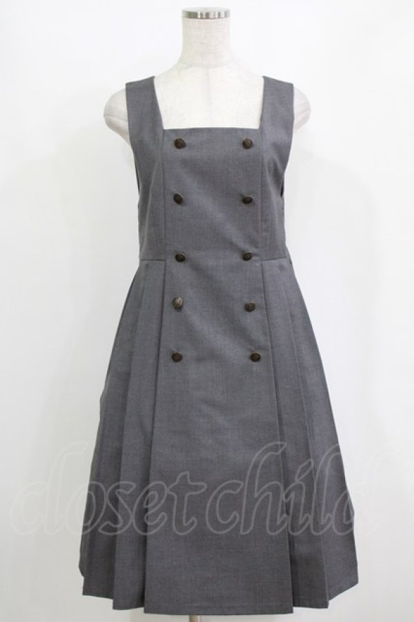 画像1: Fi.n.t / エンブレム釦プリーツジャンパースカート Free グレー H-26-01-07-027-CA-OP-NS-ZH (1)