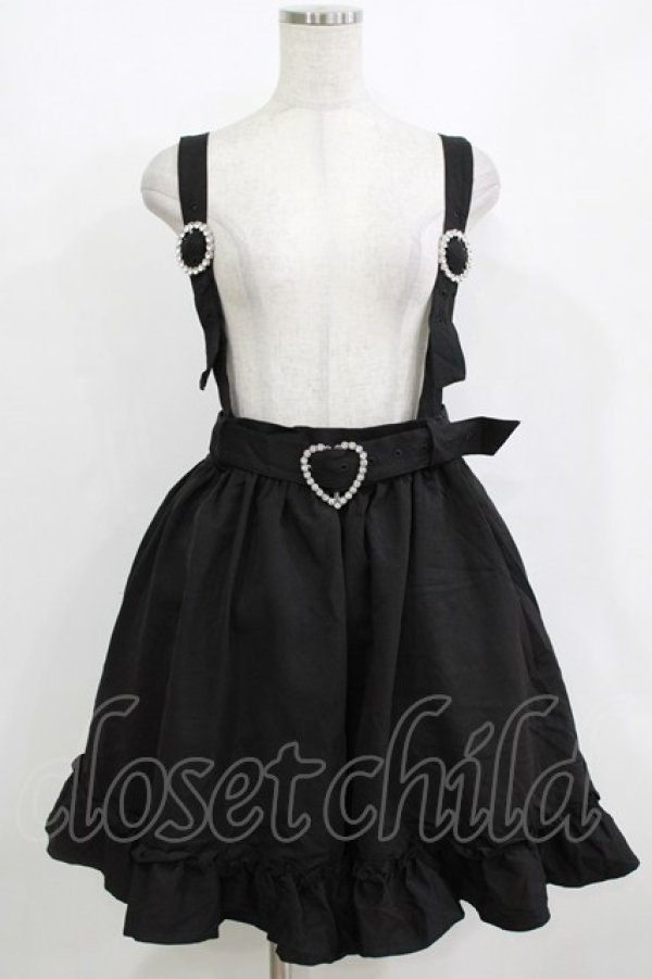 画像1: DearMyLove / ストーンバックルサスフリルスカート 3L ブラック H-26-01-07-031-EL-SK-NS-ZH (1)