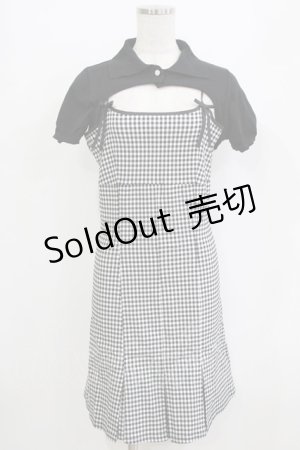 画像: michellMacaron / ショートボレロアンサンブルギンガムワンピ Free ブラック H-26-01-07-036-GO-OP-NS-ZH