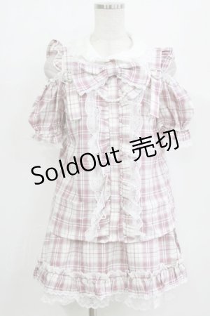 画像: Princess Melody / チェック肩開きセットアップ Free ピンク H-26-01-07-040-EL-OP-NS-ZH