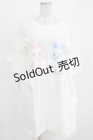 画像: Jamie エーエヌケー / リボンがいっぱいプリントTe M ホワイト H-26-01-07-042-LO-TS-NS-ZH
