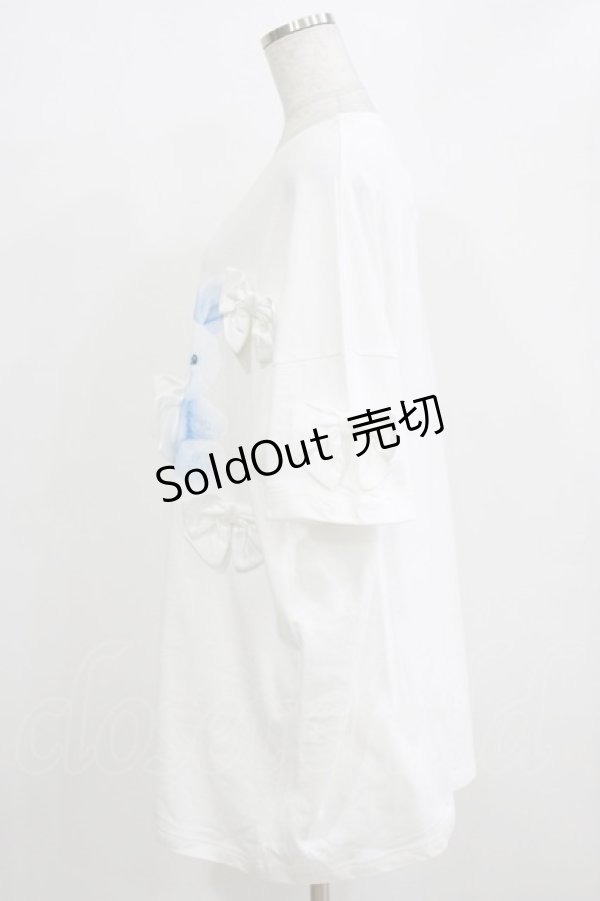 画像2: Jamie エーエヌケー / リボンがいっぱいプリントTe M ホワイト H-26-01-07-042-LO-TS-NS-ZH (2)