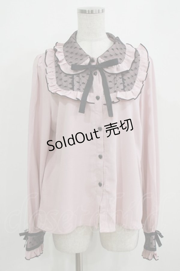 画像1: DearMyLove / ハートチュールブラウス 3L ピンク H-26-01-07-046-EL-BL-NS-ZH (1)