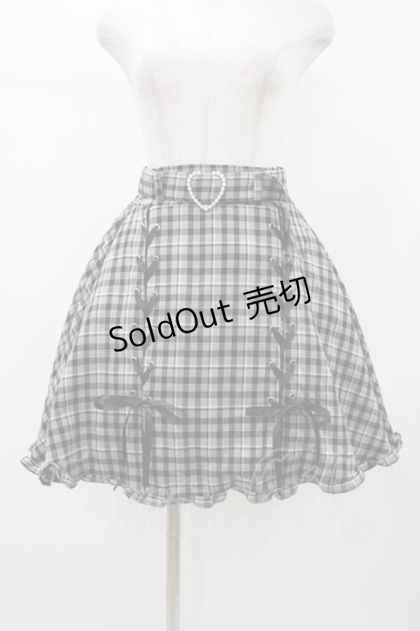 画像1: NOEMIE / ハートベルト付スピンドルスカート S ブラックチェック H-26-01-07-1033-LO-SK-NS-ZH (1)