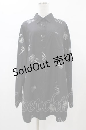 画像: Jamie エーエヌケー / ハートクロス柄長袖BIGシャツ M ブラック H-26-01-07-1042-LO-BL-NS-ZH