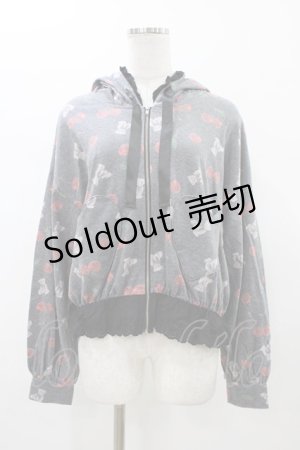 画像: Ank Rouge / チェリーくま総柄パーカー M ブラック H-26-01-07-1043-CA-TO-NS-ZH