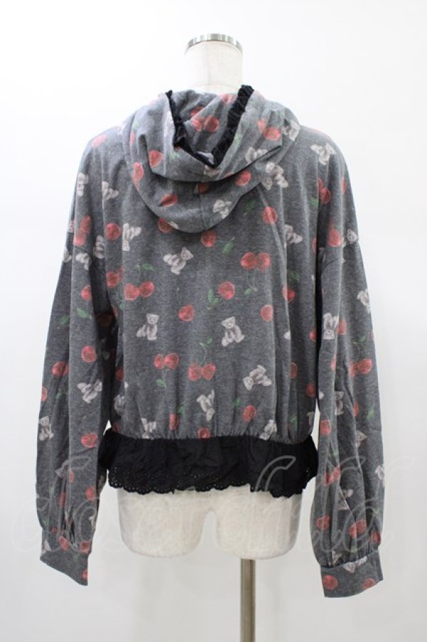画像2: Ank Rouge / チェリーくま総柄パーカー M ブラック H-26-01-07-1043-CA-TO-NS-ZH (2)