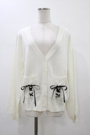 画像: MA*RS / レースアップりぼんポケット付きカーディガン Free オフ H-26-01-07-1048-EL-TO-NS-ZH