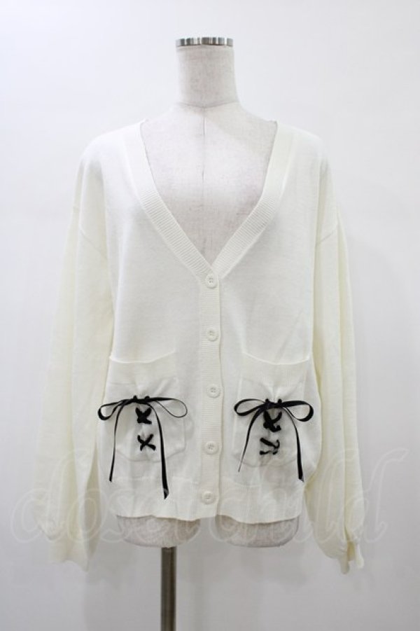 画像1: MA*RS / レースアップりぼんポケット付きカーディガン Free オフ H-26-01-07-1048-EL-TO-NS-ZH (1)