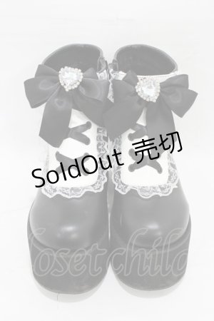 画像: DearMyLove / ハートビジューレースアップショートブーツ 24.5cm ブラック H-26-01-07-1004-EL-SH-NS-ZH