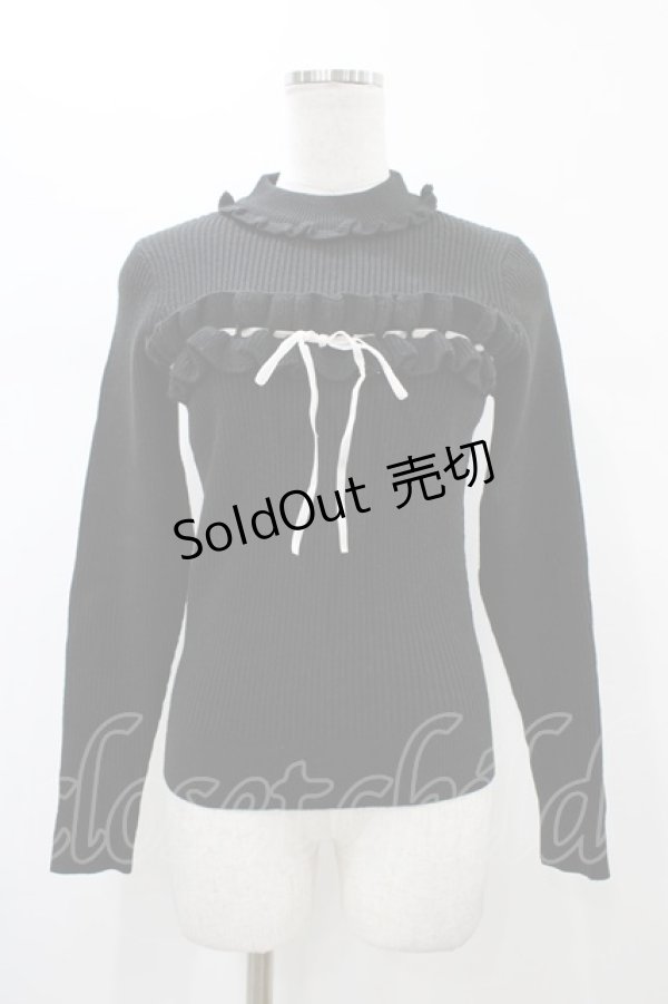 画像1: Ank Rouge / フリルリボンプルオーバー M ブラック H-26-01-07-1060-CA-TO-NS-ZH (1)