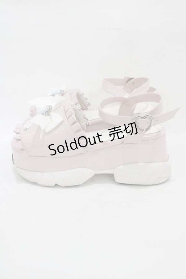 画像2: DearMyLove / レースアップハートビジューリボンスニーカーサンダル LL ピンク H-26-01-07-1001-EL-SH-NS-ZH (2)