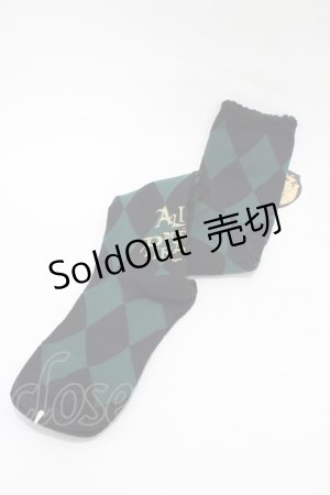 画像: ALICE and the PIRATES / A/Pダイヤ柄オーバーニーソックス  グリーン H-26-01-07-1009-PA-ZA-NS-ZH