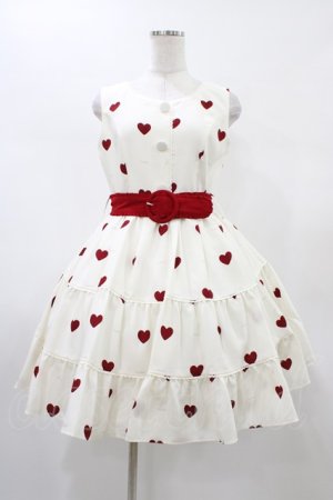 画像: mille fille closet by LODISPOTTO / RetroFrenchハートワンピース M オフ/レッド H-26-01-07-1022-LO-OP-NS-ZH