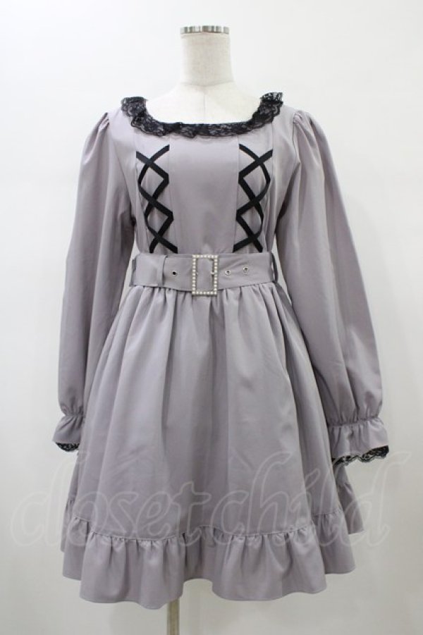 画像1: Ank Rouge / スピンドルバックリボンワンピース M ブルーグレー H-26-01-07-1025-CA-OP-NS-ZH (1)