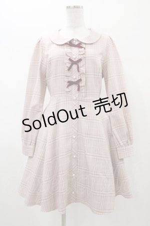 画像: Ank Rouge / フロントリボンチェックワンピース M ピンク H-26-01-07-1026-CA-OP-NS-ZH