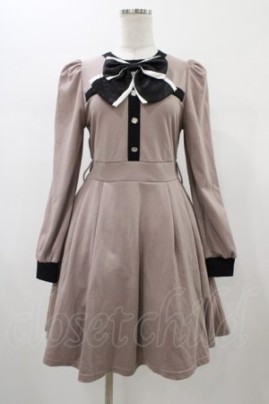 画像: Ank Rouge / 配色リボンカットワンピース M モカ H-26-01-07-1027-CA-OP-NS-ZH