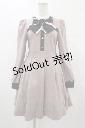 画像: Ank Rouge / 配色リボンカットワンピース M モカ H-26-01-07-1027-CA-OP-NS-ZH