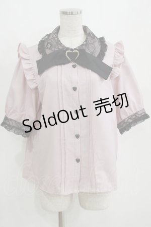 画像: DearMyLove / レース重ねハートバックルリボンブラウス 3L ピンク H-26-01-07-047-EL-BL-NS-ZH