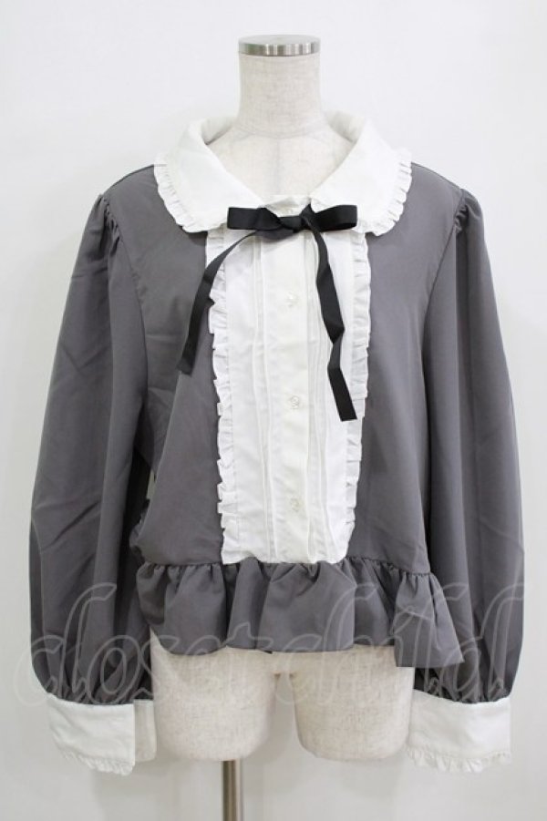 画像1: Cherirulu Chocola / MYリボンマルエリブラウス 4L グレー H-26-01-07-048-GO-BL-NS-ZH (1)