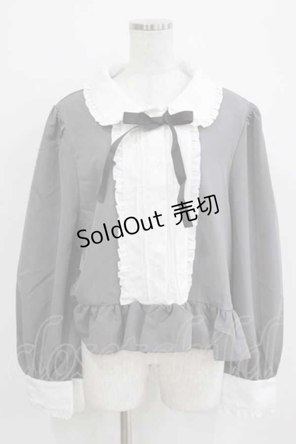 画像1: Cherirulu Chocola / MYリボンマルエリブラウス 4L グレー H-26-01-07-048-GO-BL-NS-ZH (1)