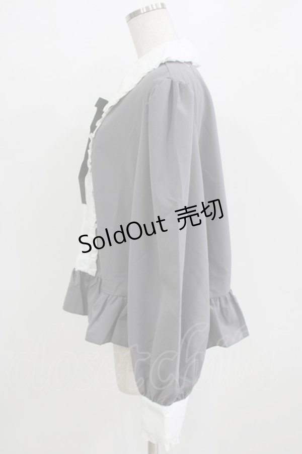 画像2: Cherirulu Chocola / MYリボンマルエリブラウス 4L グレー H-26-01-07-048-GO-BL-NS-ZH (2)