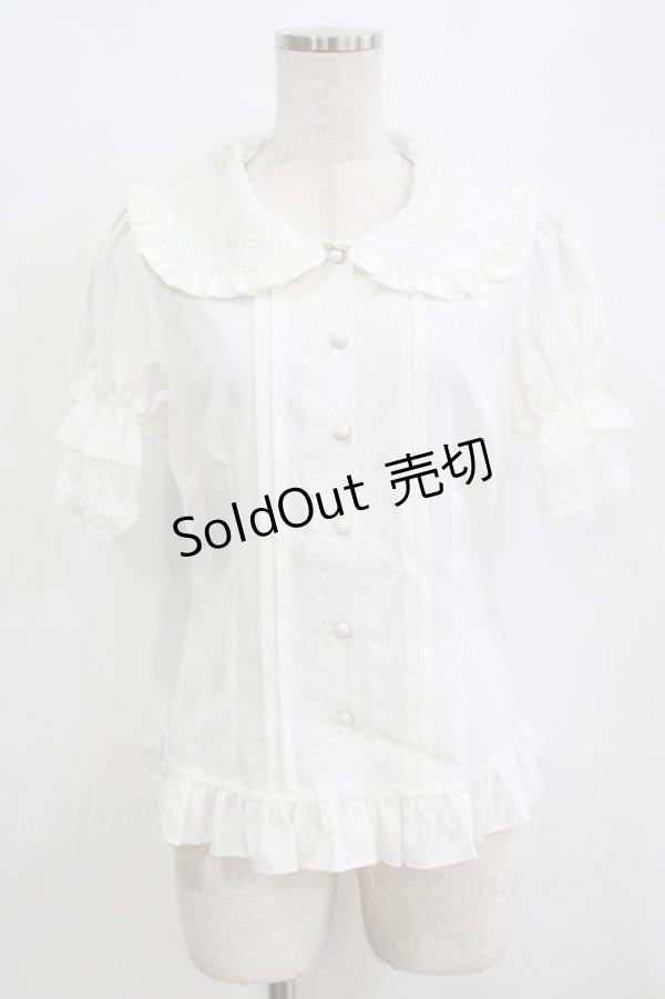 画像1: Lolitime（海外ロリータブランド） / 刺繍衿ブラウス M オフ H-26-01-07-049-GO-BL-NS-ZH (1)