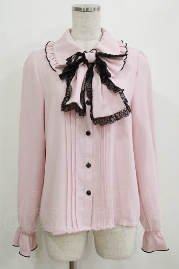 画像1: DearMyLove / リボンブラウス M ピンク H-26-01-07-050-EL-BL-NS-ZH (1)