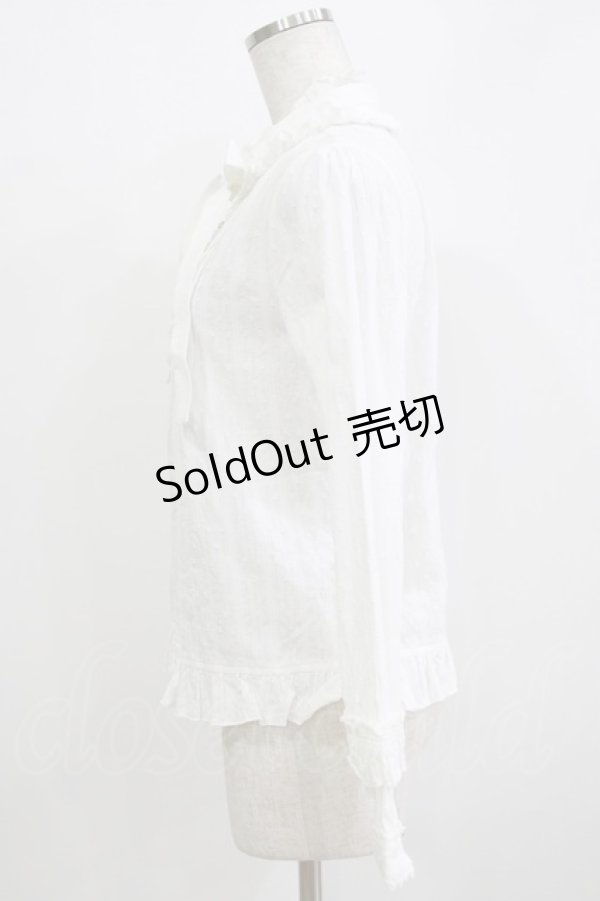 画像2: Lilia（海外ロリータブランド） / ドビーリボンブラウス S オフ H-26-01-07-052-PU-BL-NS-ZH (2)