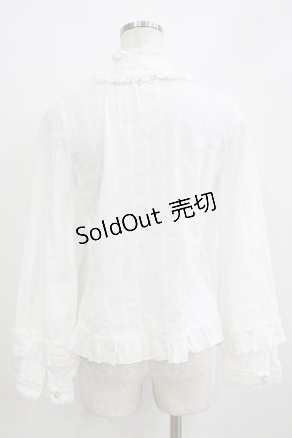 画像3: Lilia（海外ロリータブランド） / ドビーリボンブラウス S オフ H-26-01-07-052-PU-BL-NS-ZH (3)