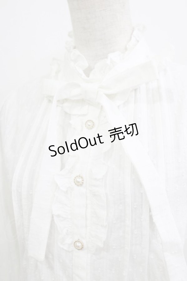 画像4: Lilia（海外ロリータブランド） / ドビーリボンブラウス S オフ H-26-01-07-052-PU-BL-NS-ZH (4)
