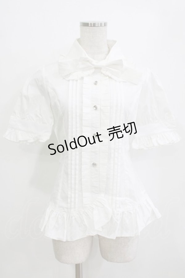 画像1: 草苺巫女（海外ロリータブランド） / リボンブラウス M オフ H-26-01-07-053-GO-BL-NS-ZH (1)