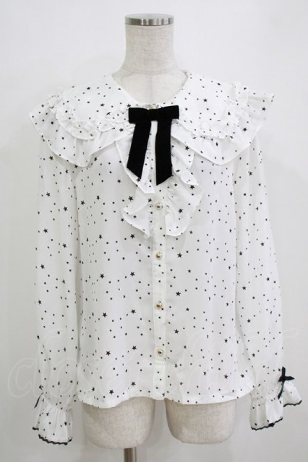 画像1: axes femme kawaii / 星柄ブラウス M オフ H-26-01-07-054-AX-BL-NS-ZH (1)