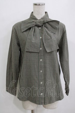 画像: Fi.n.t / 共布ビックリボンシャツ Free GREEN×BR H-26-01-07-055-CA-BL-NS-ZH