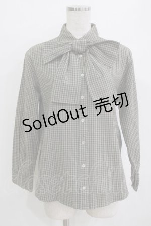 画像: Fi.n.t / 共布ビックリボンシャツ Free GREEN×BR H-26-01-07-055-CA-BL-NS-ZH