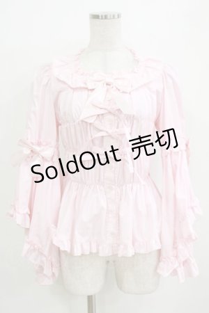 画像: metamorphose / スクエアあきロング姫袖ブラウス・TCブロード サイズ1 ピンク H-26-01-07-056-ME-BL-NS-ZH