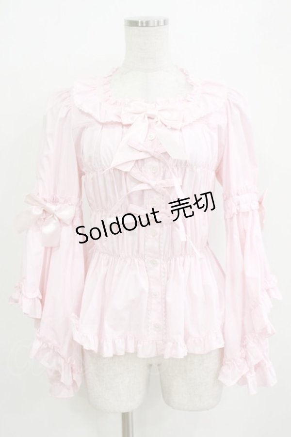 画像1: metamorphose / スクエアあきロング姫袖ブラウス・TCブロード サイズ1 ピンク H-26-01-07-056-ME-BL-NS-ZH (1)