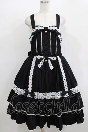 画像: metamorphose / 【プラスサイズ】メアリーはしごレースジャンパースカート プラスサイズ ブラック H-26-01-07-006-ME-OP-NS-ZH