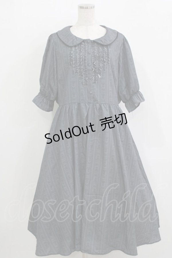 画像1: m petit by misako / MSKストライプフレアワンピース 4L グレー H-26-01-07-016-LO-OP-NS-ZH (1)